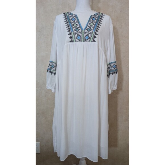 Soft Surroundings Dress Women's XL Daisha Gauze White Embroidery Boho Preppy - Picture 2 of 11